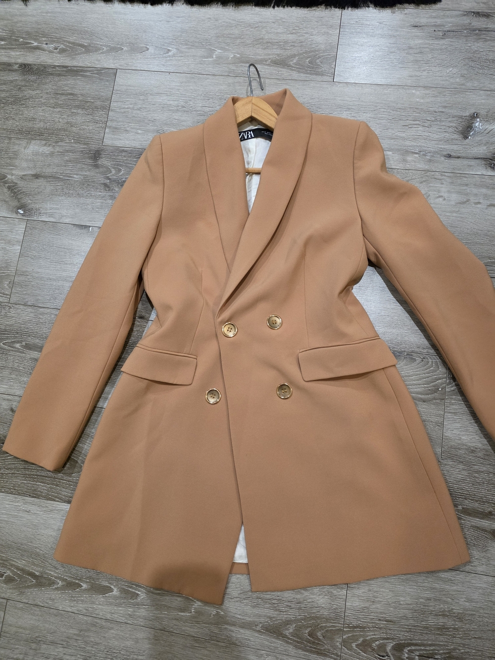 Zara Double-Breasted Camel Blazer Coat (Just Like New)